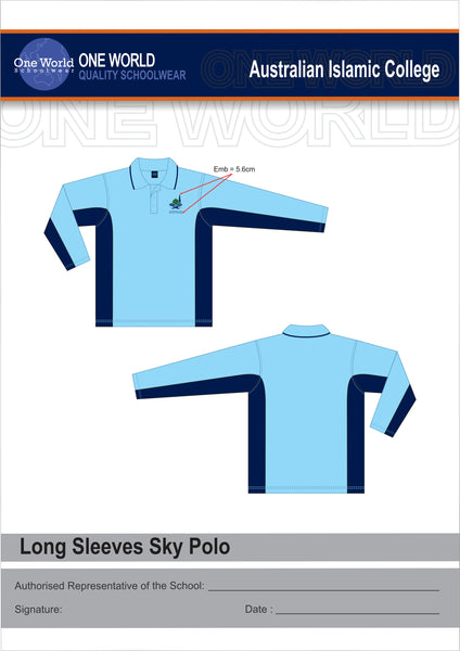 Boys Sky/ Navy Long Sleeve Polo